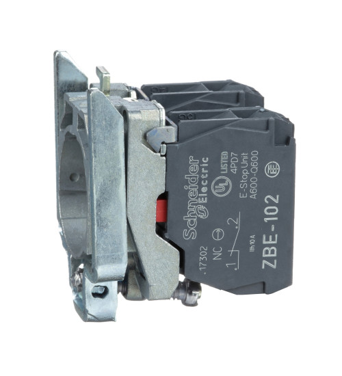 Schneider Electric ZB4BZ104 - Single contact block with body/fixing collar, metal, screw clamp terminal, 2 NC