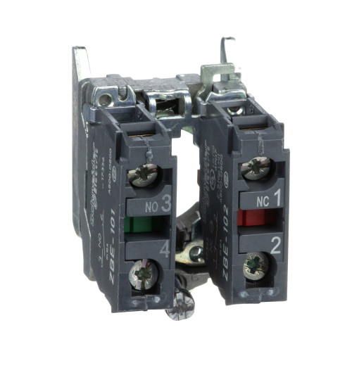 Schneider Electric ZB4BZ105 - Single contact block with body/fixing collar, metal, screw clamp terminal, 1 NO + 1 NC
