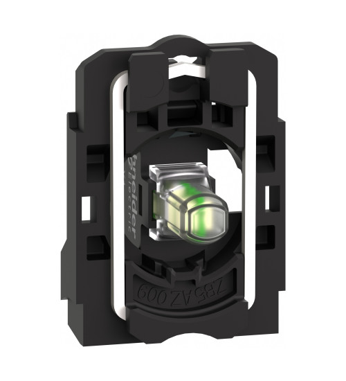 Schneider Electric ZB5AVJ1 - Complete body/light block assembly, Harmony XB5, XB4, white light, with body/fixing collar, universal LED, 12V AC