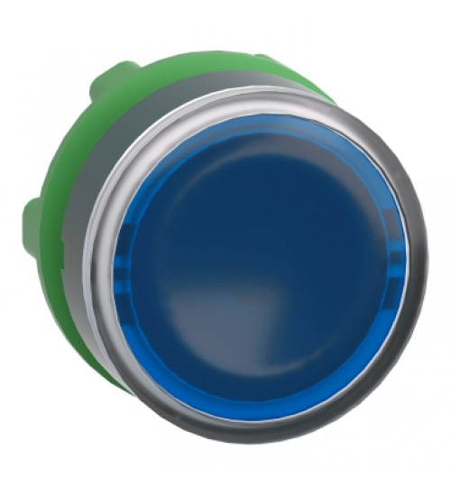 Schneider Electric ZB5AW363 - Head for illuminated push button, Harmony XB5, plastic, blue flush, 22mm, universal LED, spring return, plain lens