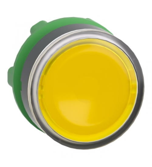 Schneider Electric ZB5AW383 - Head for illuminated push button, Harmony XB5, yellow flush, 22mm, universal LED, spring return, plain, unmarked