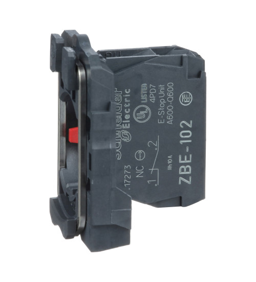 Schneider Electric ZB5AZ102 - Single contact block with body/fixing collar, plastic, screw clamp terminal, 1 NC