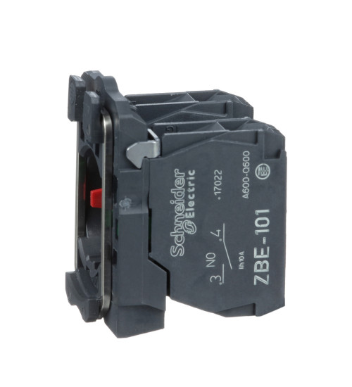 Schneider Electric ZB5AZ105 - Single contact block with body/fixing collar, plastic, screw clamp terminal, 1 NO + 1 NC