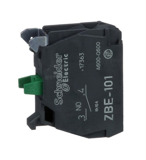 ZBE101 - Harmony, 22mm Push Button, add on contact block, 1 NO, screw clamp terminal - Schneider Electric