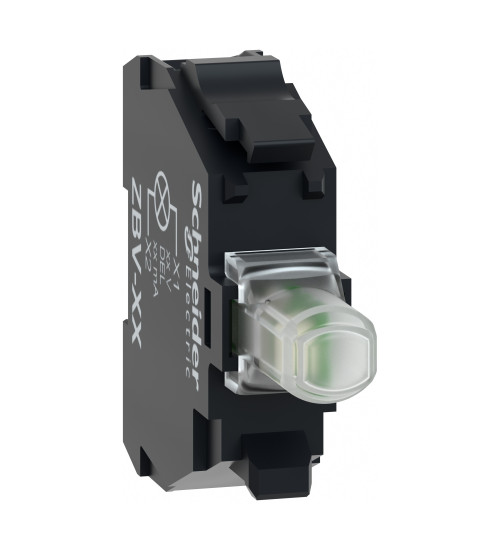 Schneider Electric ZBVBG1 - Light block, Harmony XB4, Harmony XB5, white, for head 22mm, universal LED, screw clamp terminals, 24ÃƒÂ¢Ã‚â‚¬Ã‚Â¦120V AC/DC