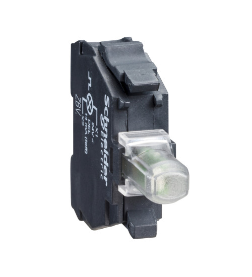 Schneider Electric ZBVM4N - Light block for head 22mm, Harmony XB5N XB7N, red, integral LED, 230V AC