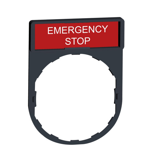 Schneider Electric ZBY2330 - legend holder 30 x 40 mm with legend 8 x 27 mm with marking EMERGENCY STOP