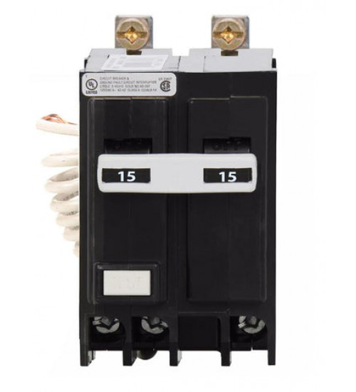 QBGFT2015 - Eaton Cutler-Hammer 15 Amp Double Pole GFCI Bolt-On Circuit Breaker